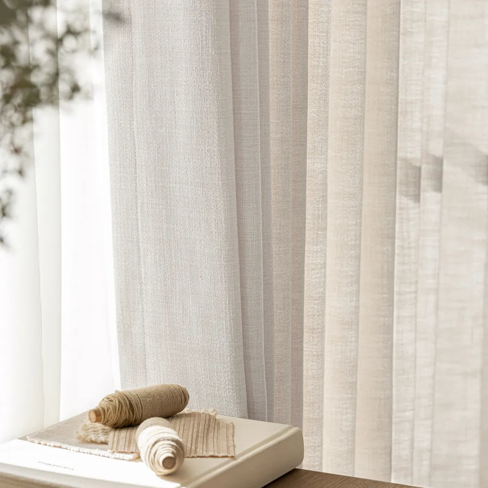 Pearl Blue Linen Curtains for Coastal Bedroom
