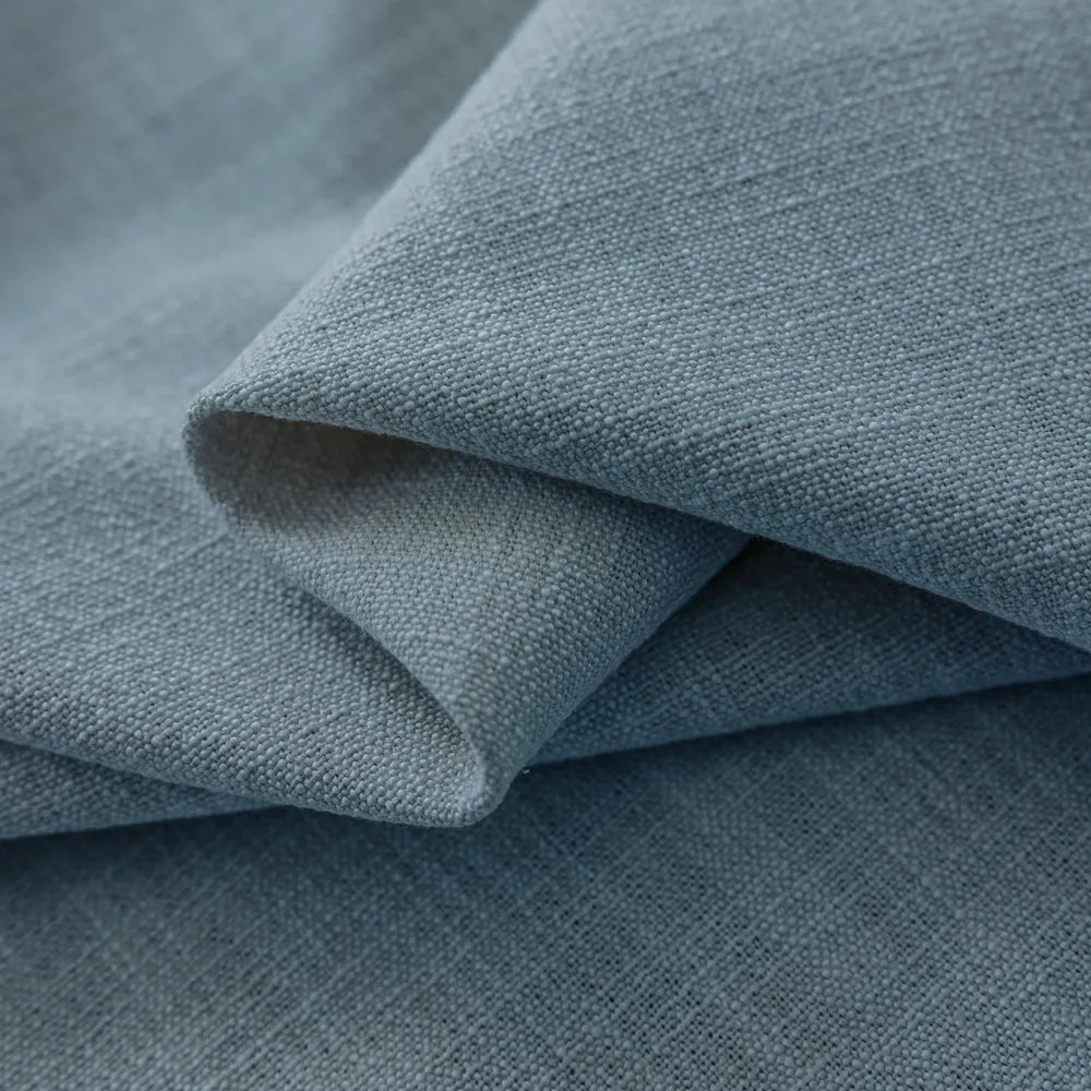 Pearl Blue Linen Curtains for Coastal Bedroom